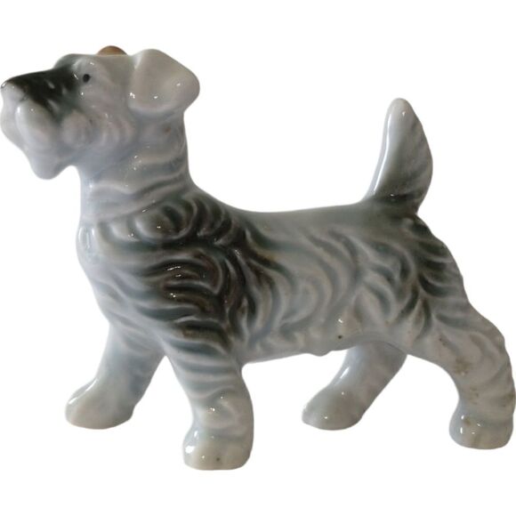 Vintage Porcelain Terrier Figure Japan Dog Wired Haired Kerry Blue Airedale. - Picture 7 of 16